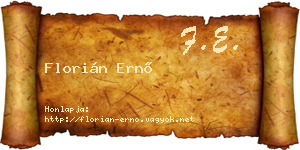 Florián Ernő névjegykártya